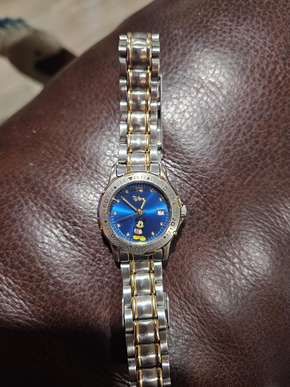 Disney Two-Tone Stainless Steel Watch with Blue Dial and Mickey